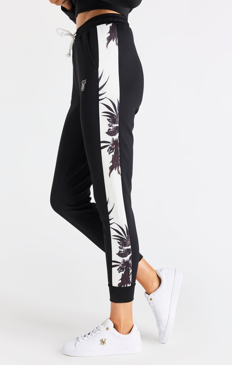 SikSilk Retro Fire Track Pants - Black & Ecru (1)