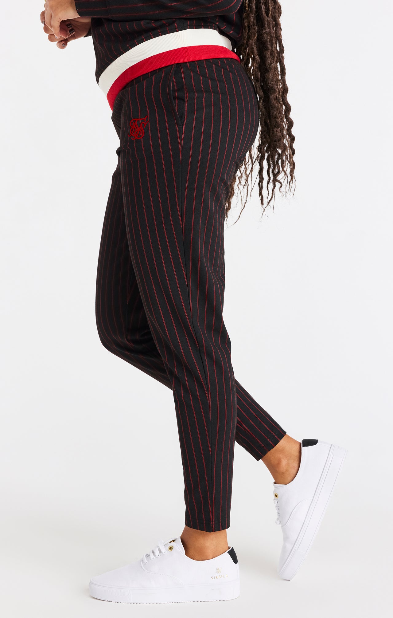 SikSilk Baseball Stripe Pants - Black & Red (1)