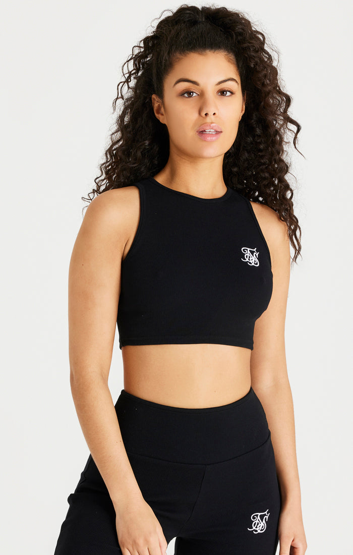 Black Ribbed Racer Crop Bralette