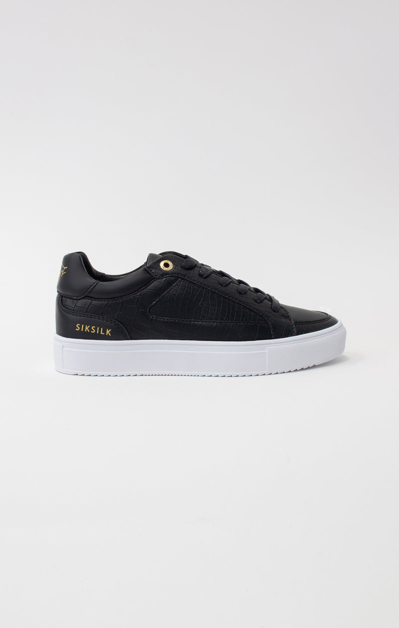 Black Croc Effect Low-Top Trainer
