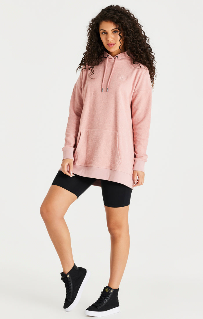 Pink Reverse Fleece Hoodie Dress SikSilk NZ