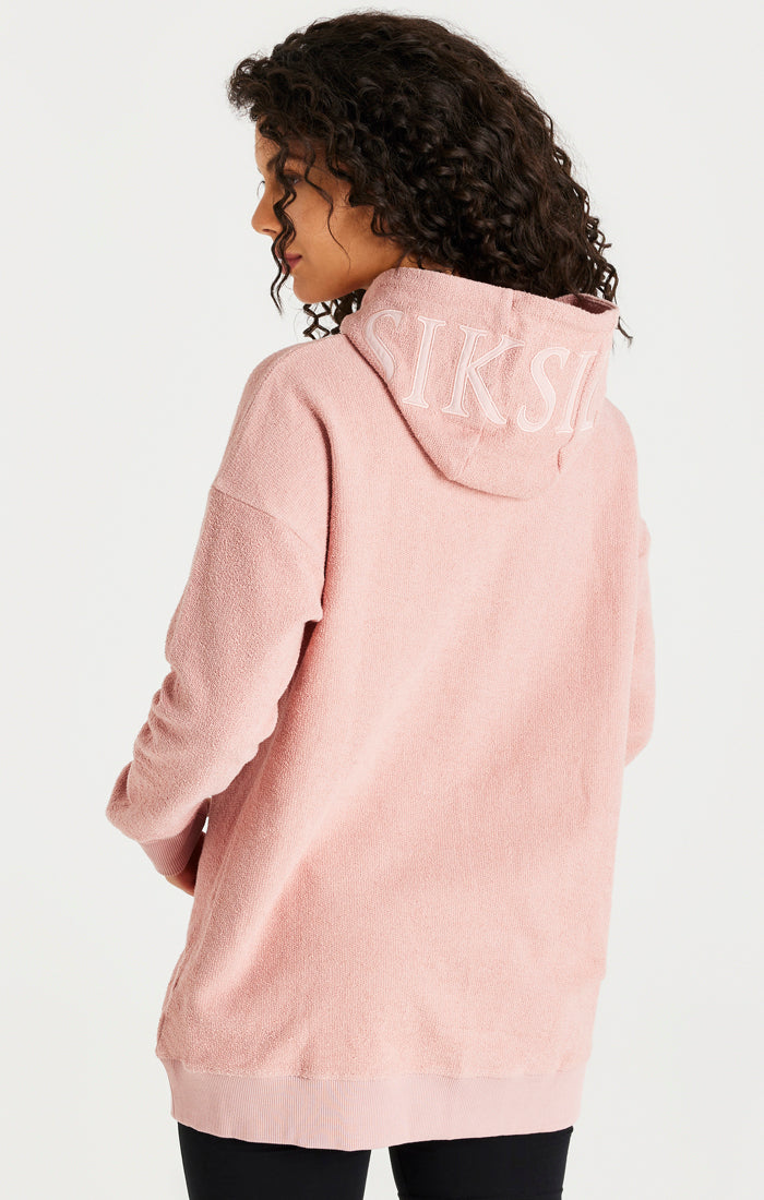 Pink Reverse Fleece Hoodie Dress