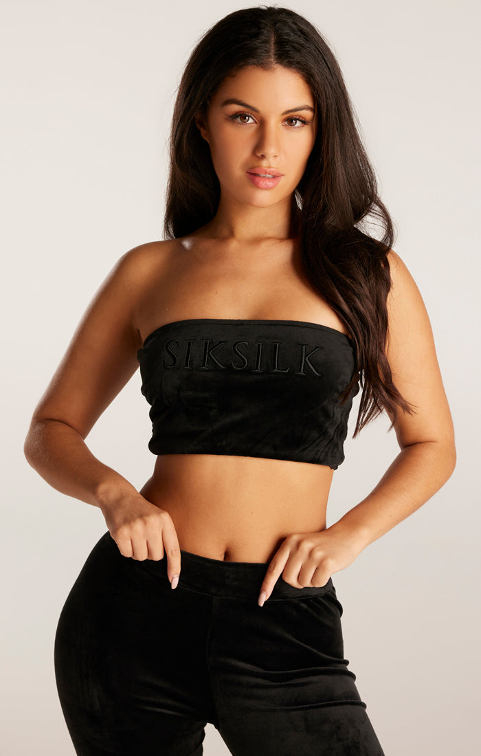 SikSilk Velour Embroidered Bandeau - Black (1)
