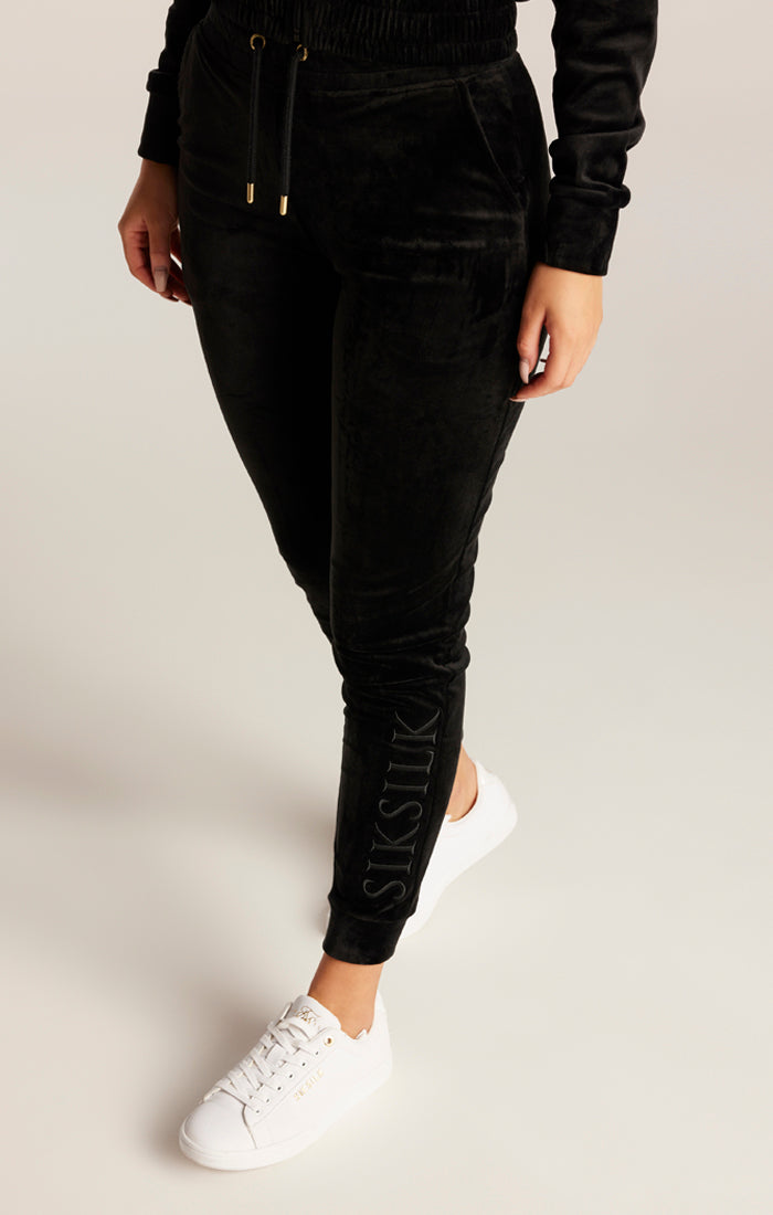 SikSilk Velour Embroidered Joggers - Black (1)