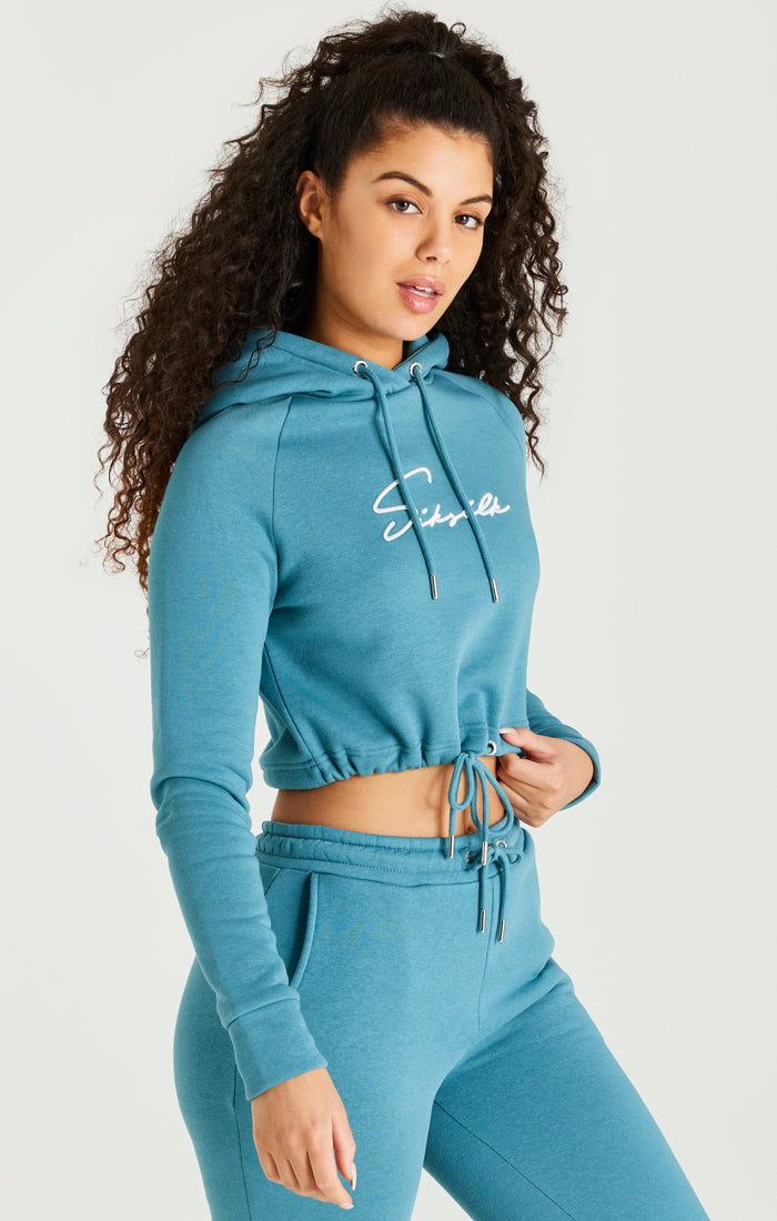Teal Essential Cropped Hoodie