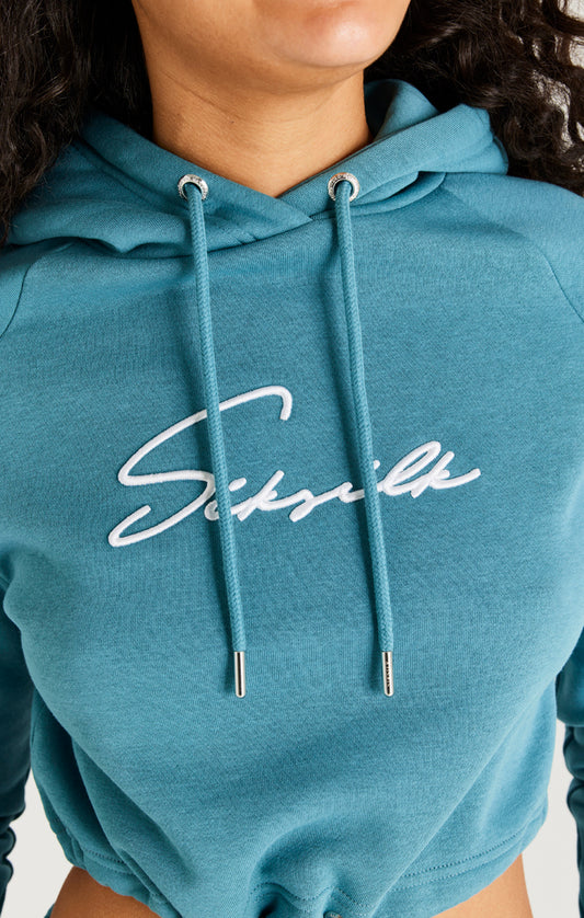 Teal Essential Cropped Hoodie