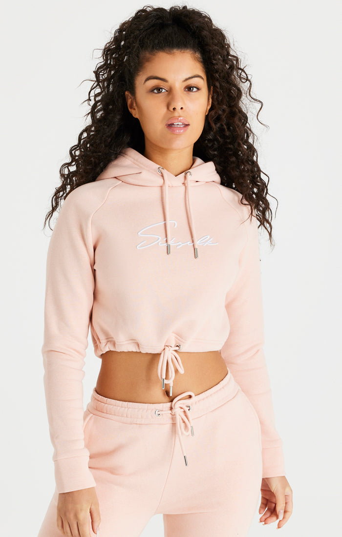 Pink Essential Cropped Hoodie