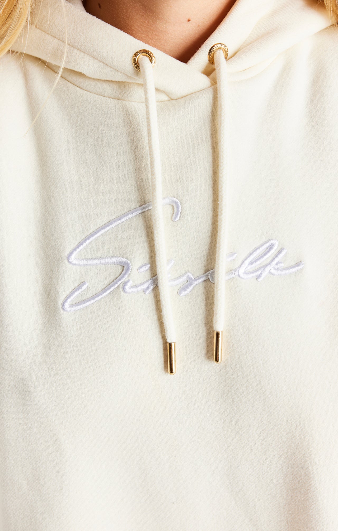 SikSilk Signature Oversize Hoodie Dress - Ecru (2)