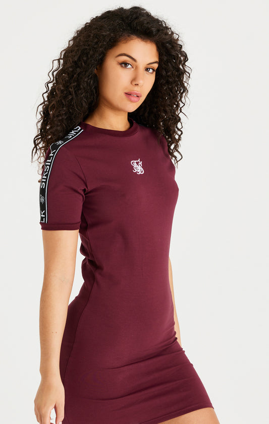 Burgundy Tape Bodycon Dress