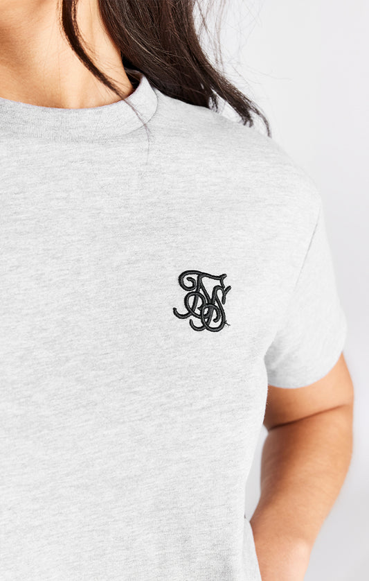 Grey Marl Essential Box Fit Crop T-Shirt