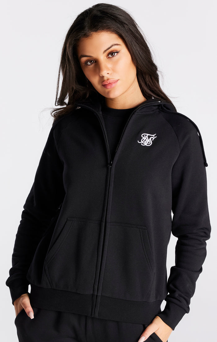 Black Essential Zip Thru Hoodie