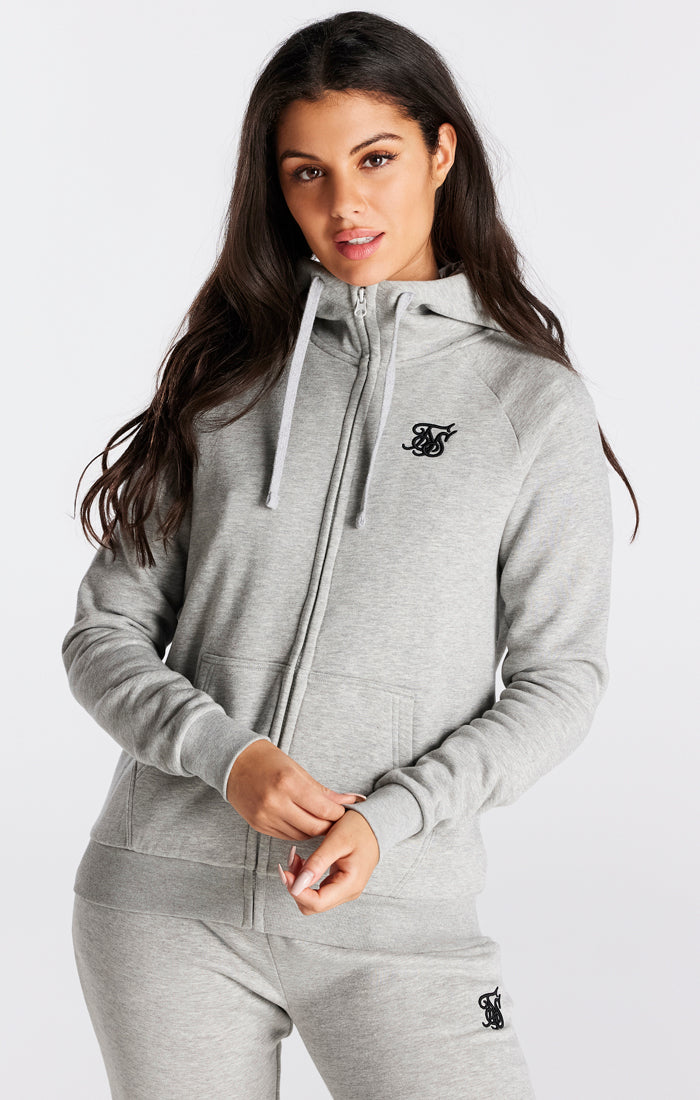 Grey Marl Essential Zip Thru Hoodie