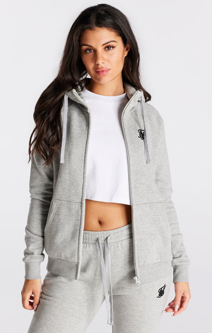 Grey Marl Essential Zip Thru Hoodie (1)