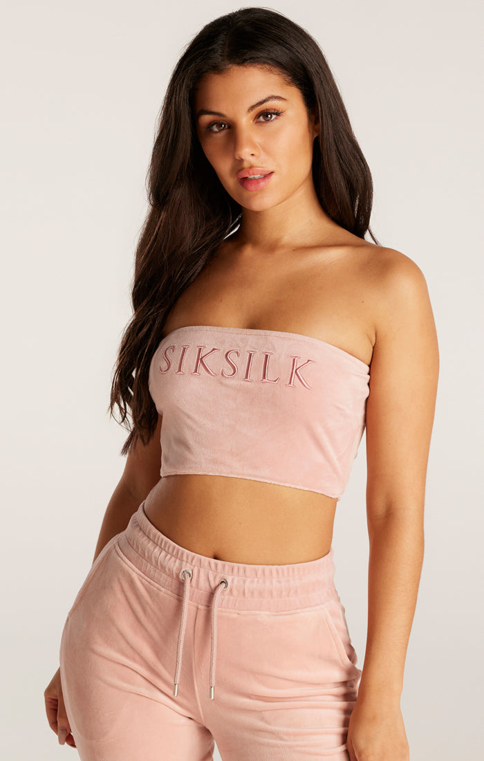 SikSilk Velour Embroidered Bandeau - Pink (1)