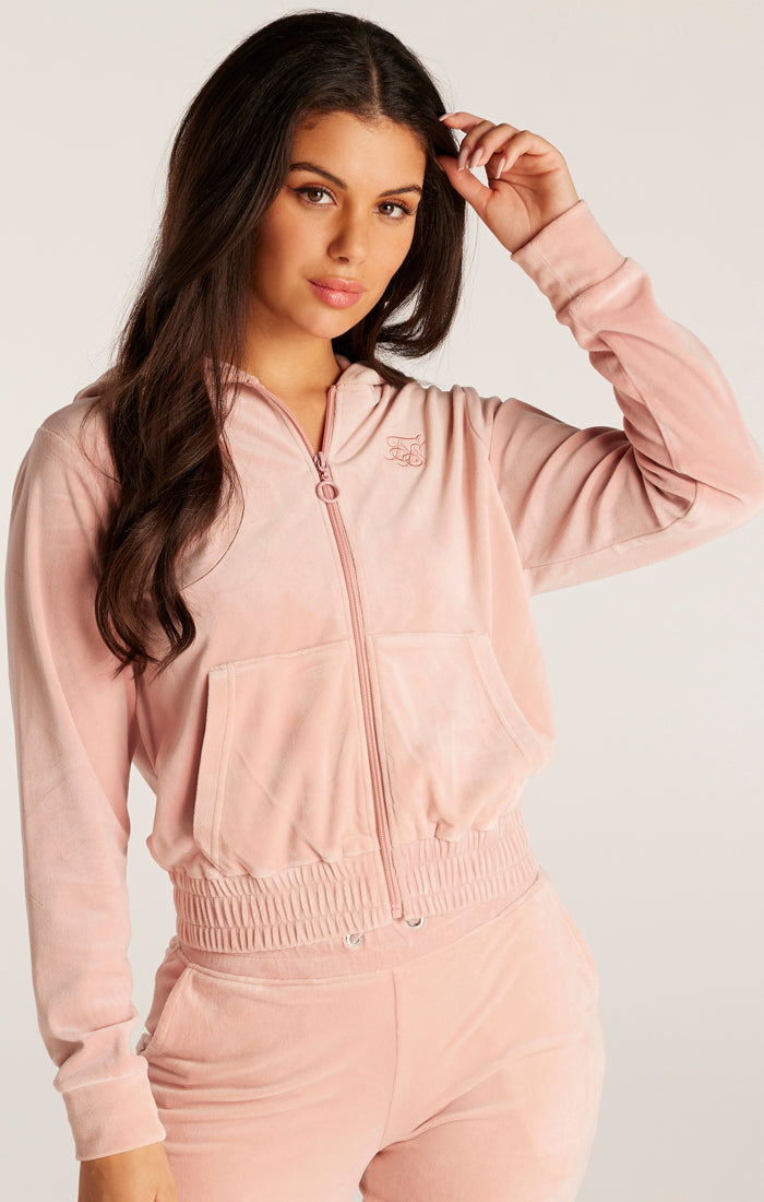 SikSilk Velour Embroidered Track Jacket - Pink (1)