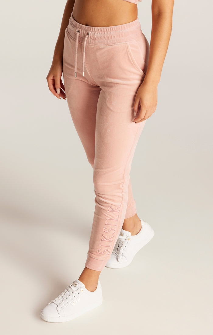 SikSilk Velour Embroidered Joggers - Pink (1)