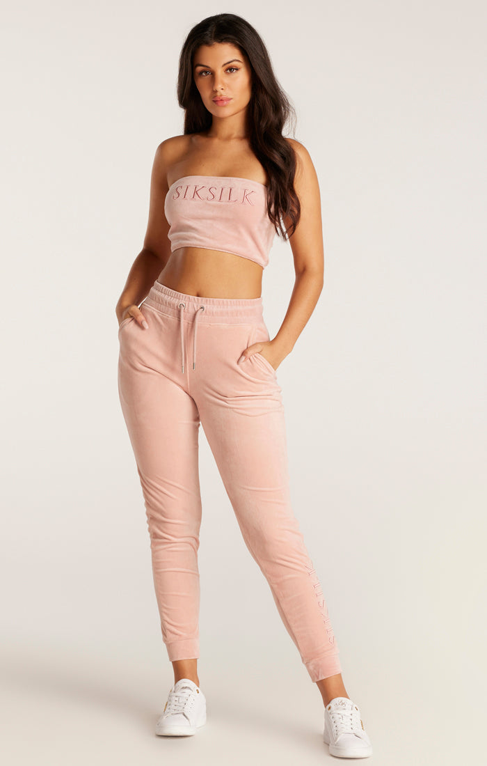 SikSilk Velour Embroidered Joggers - Pink (3)