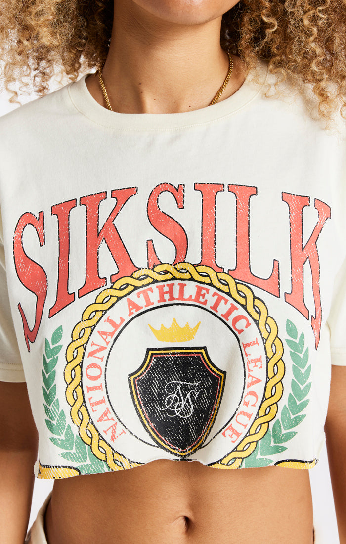 SikSilk Varsity Cropped Tee - Ecru (2)