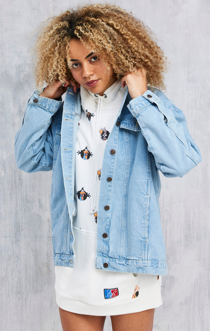 Space Jam X SikSilk Oversized Denim Jacket - Light Blue (1)