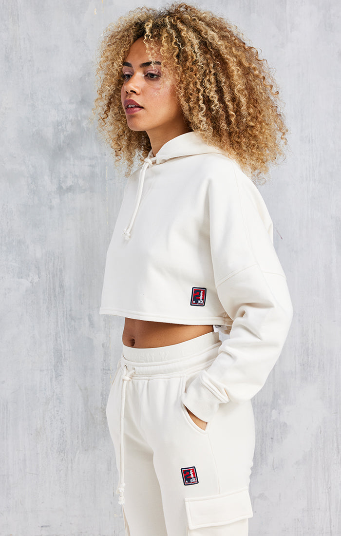 Load image into Gallery viewer, Space Jam X SikSilk Oversized Cropped Hoodie - Ecru (1)