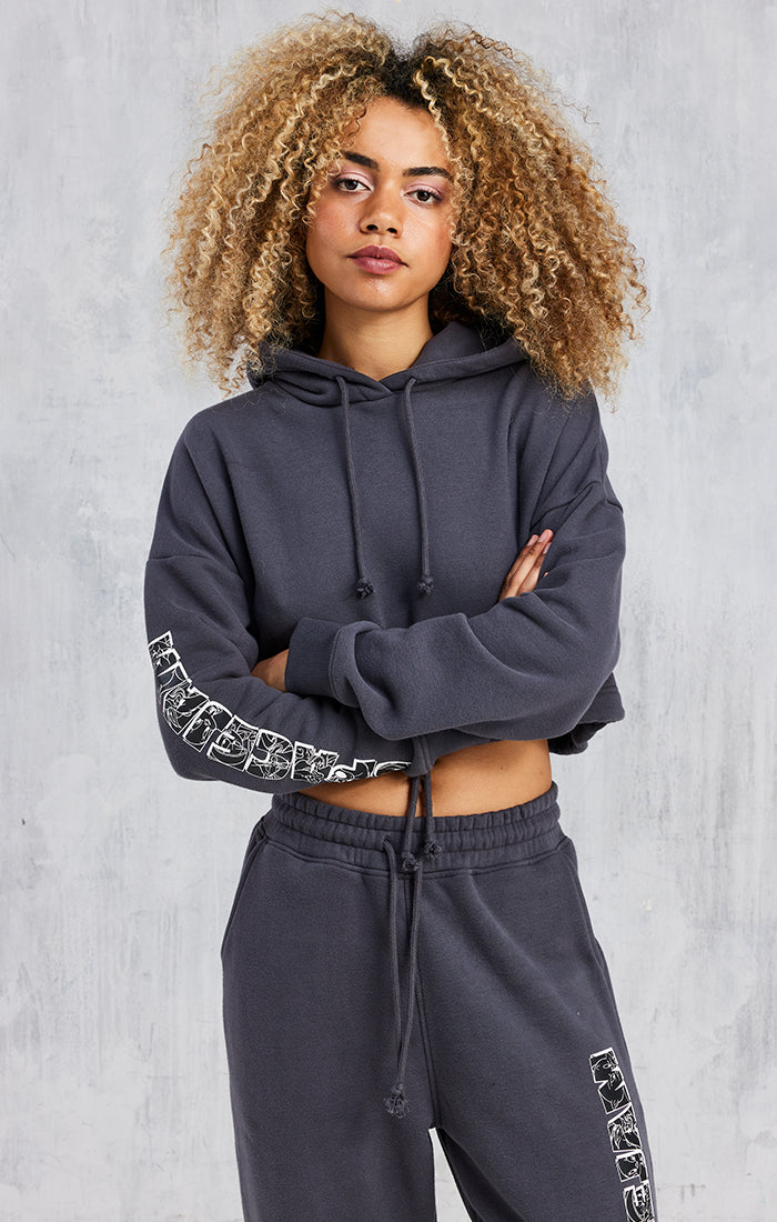 Space Jam X SikSilk Peached Cropped Hoodie - Dark Grey (1)
