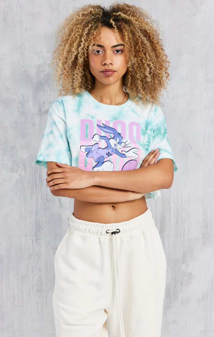 Space Jam X SikSilk Tye Dye Bugs Crop Tee - Green & White (1)