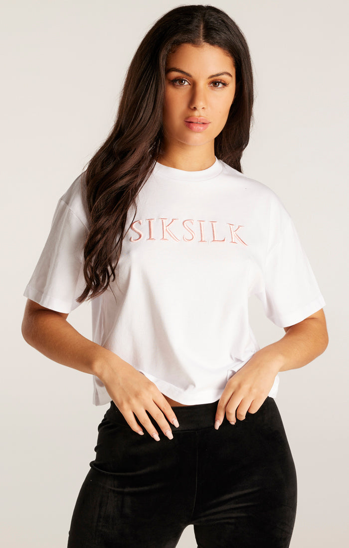 SikSilk Embroidered Logo Tee - White (1)