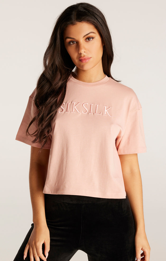 SikSilk Embroidered Logo Tee - Pink (1)