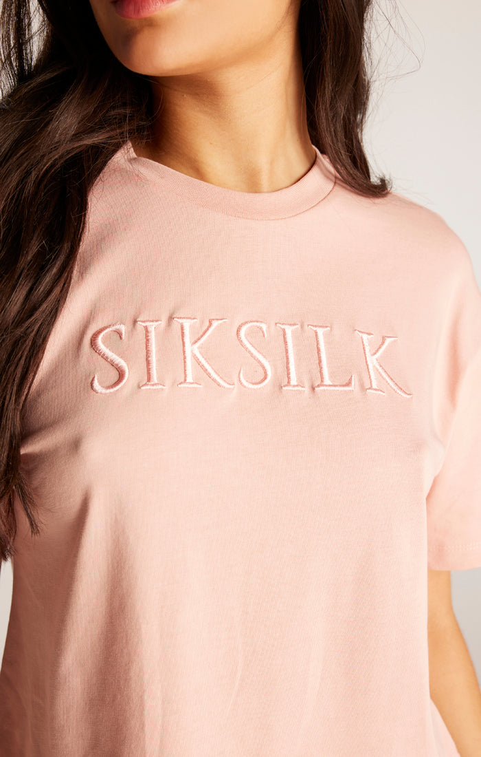 SikSilk Embroidered Logo Tee - Pink (2)
