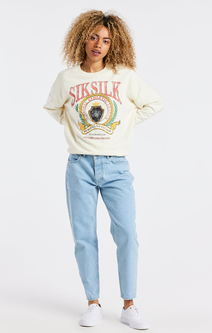 Load image into Gallery viewer, SikSilk Varsity Oversize Sweatshirt - Ecru (3)