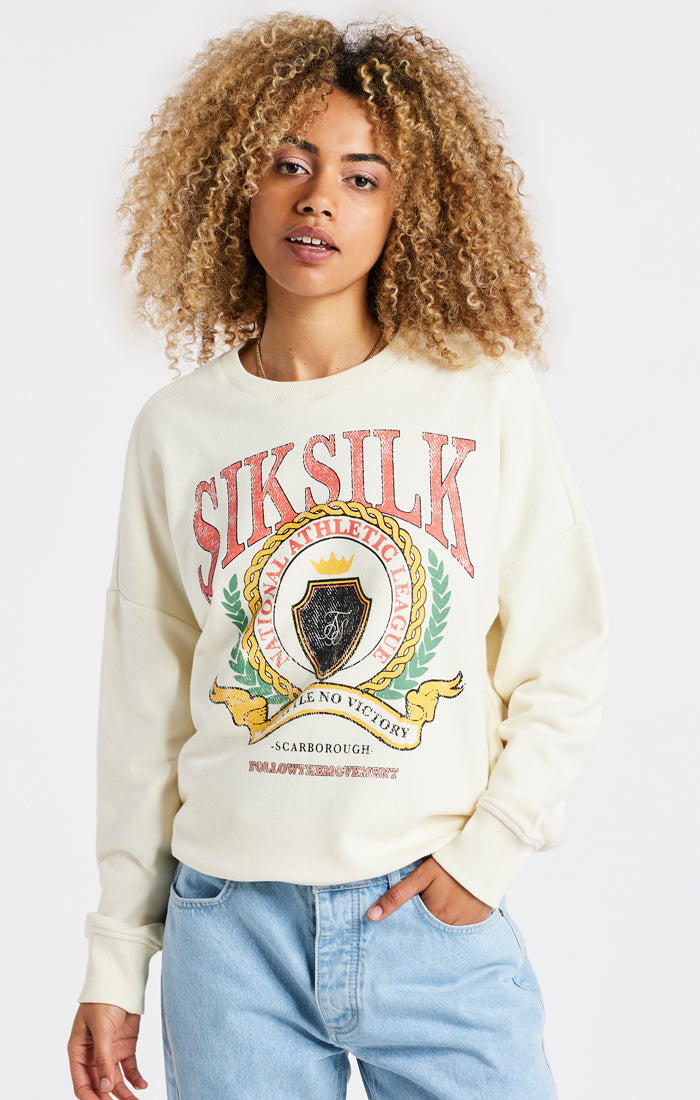 Load image into Gallery viewer, SikSilk Varsity Oversize Sweatshirt - Ecru