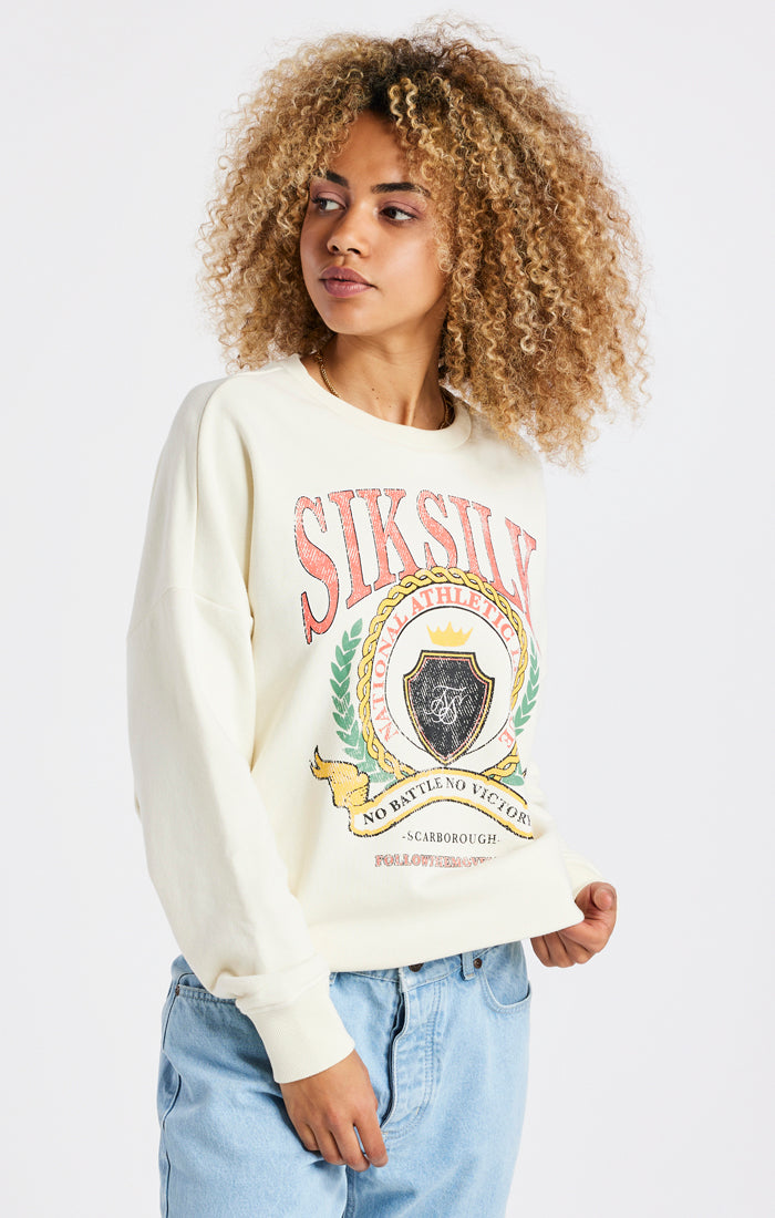 Load image into Gallery viewer, SikSilk Varsity Oversize Sweatshirt - Ecru (1)