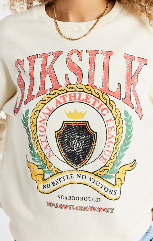 SikSilk Varsity Oversize Sweatshirt - Ecru