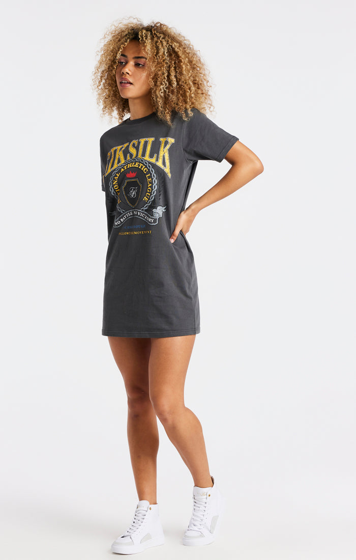 Load image into Gallery viewer, SikSilk Varsity T-Shirt Dress - Washed Grey (3)