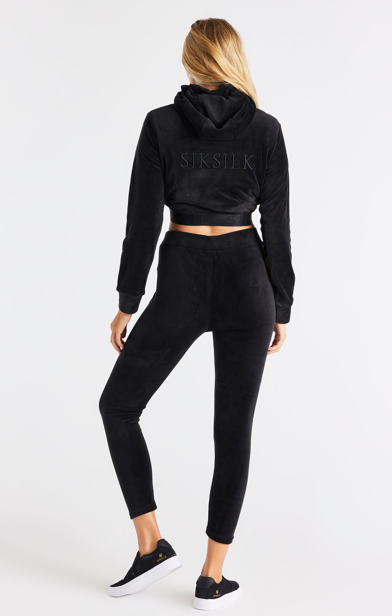 Black Velour Cropped Hoodie (6)