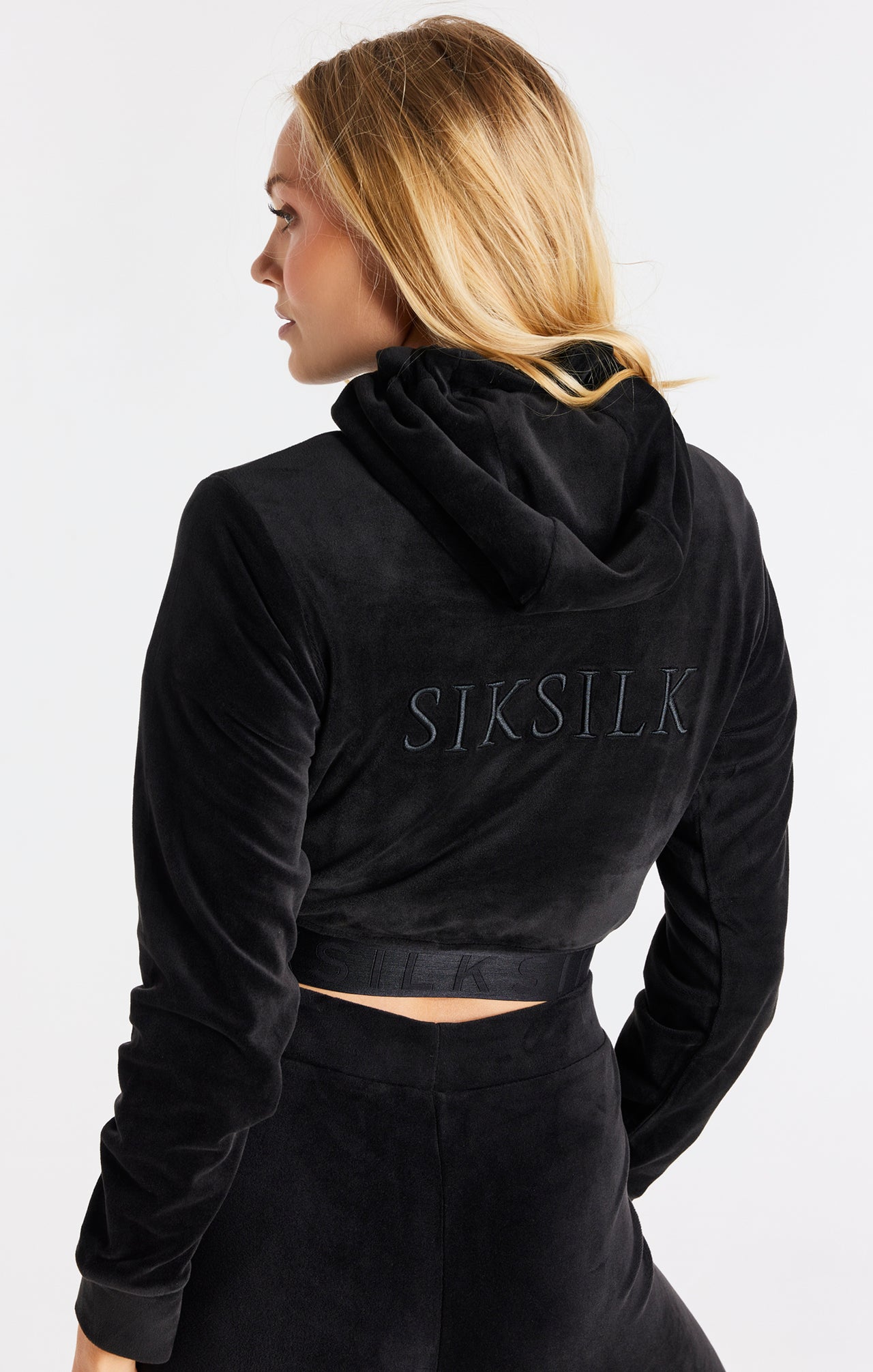 Black Velour Cropped Hoodie (2)