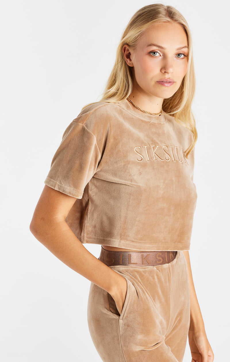 Gold Velour Cropped T-Shirt