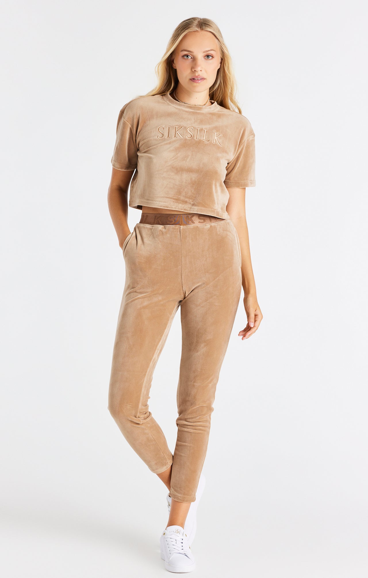 Gold Velour Cropped T-Shirt (2)