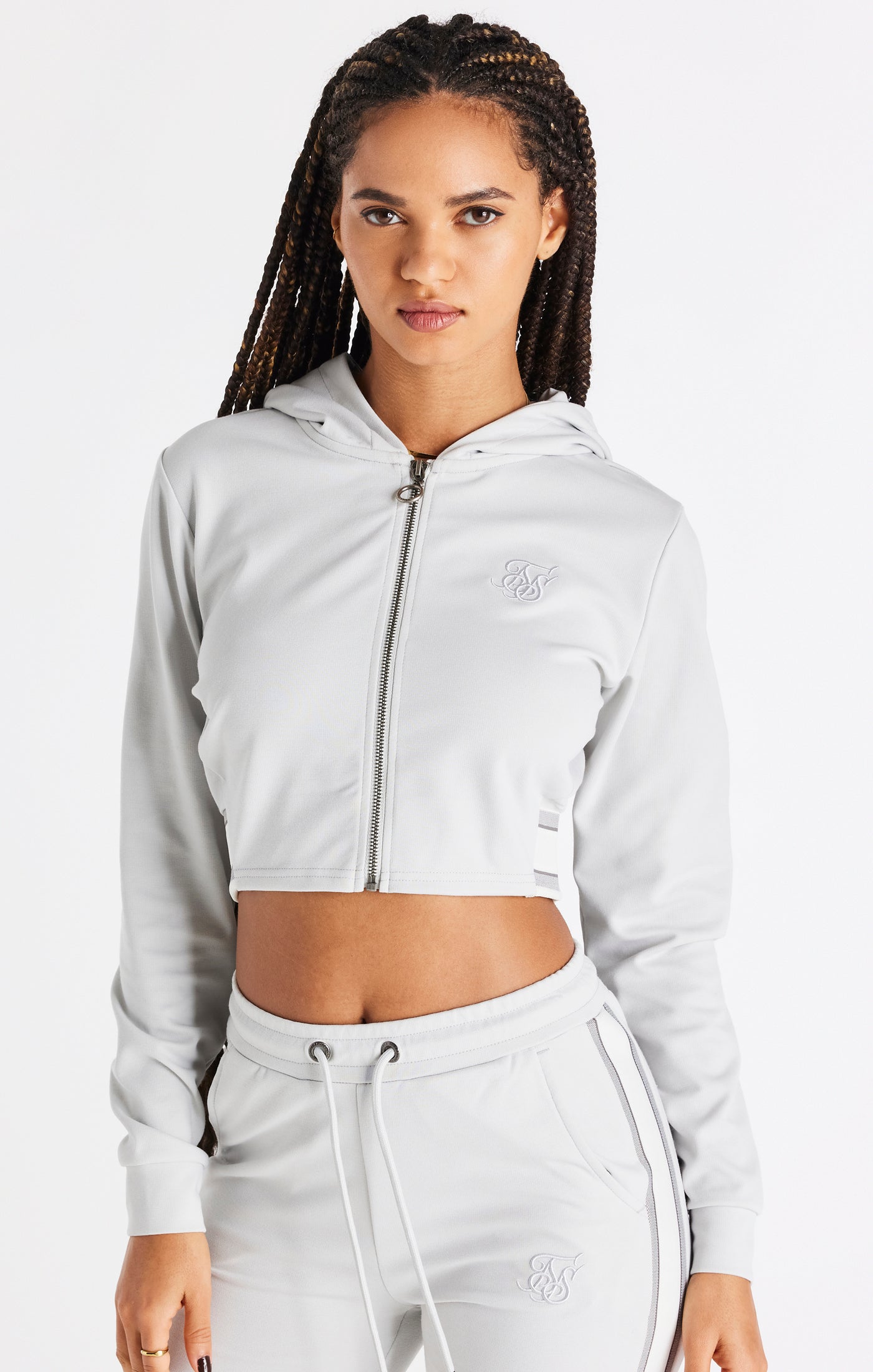 Load image into Gallery viewer, SikSilk Elevate Cropped Hoodie - Light Grey