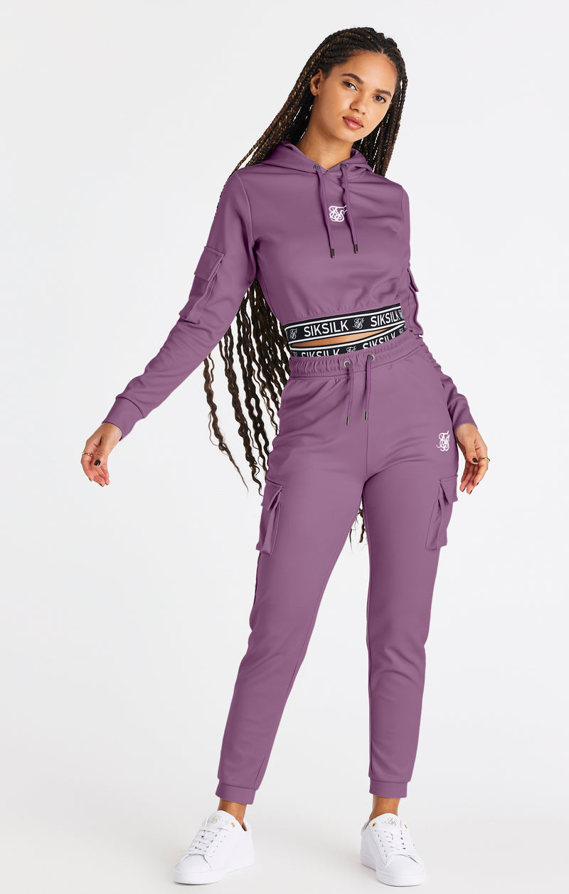 SikSilk Cargo Cropped Hoodie - Pink (1)