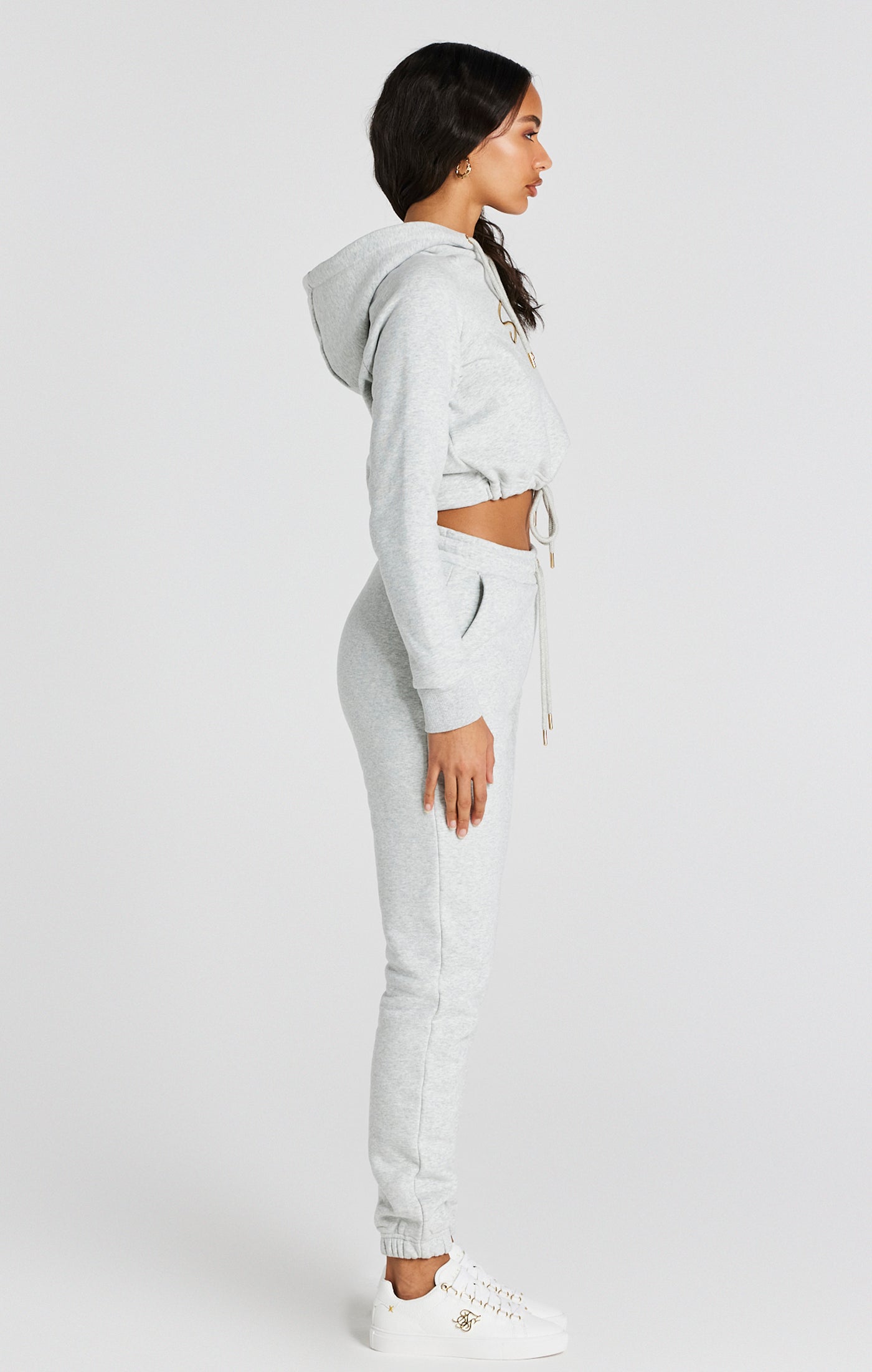 Load image into Gallery viewer, Grey Marl Signature Crop Hoodie (3)