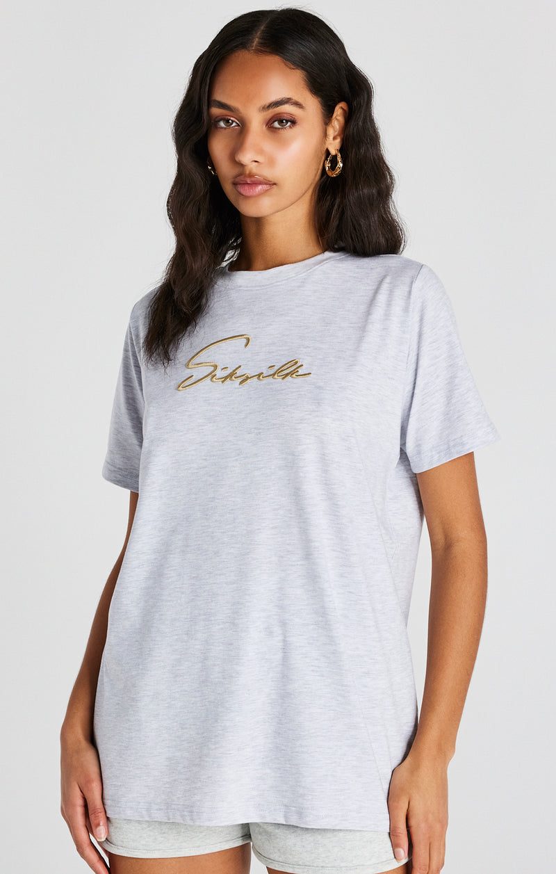 Grey Marl Signature Boyfriend T-Shirt (1)