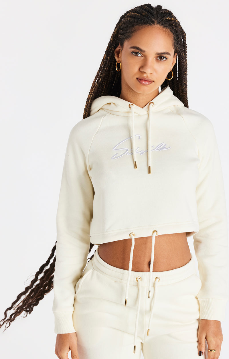 Ecru Cropped Hoodie