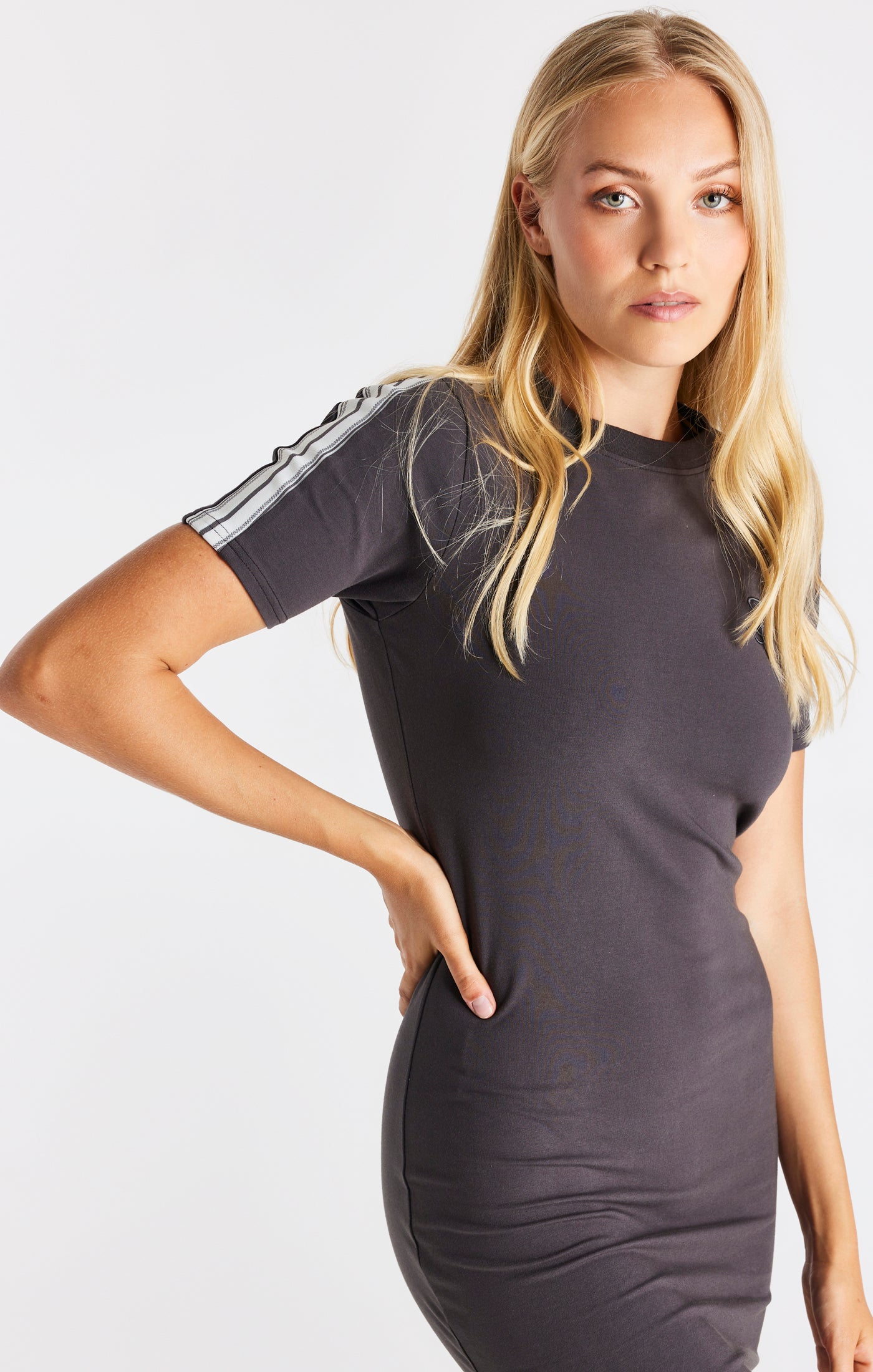 Load image into Gallery viewer, SikSilk Short Sleeve Taped Dress - Grey