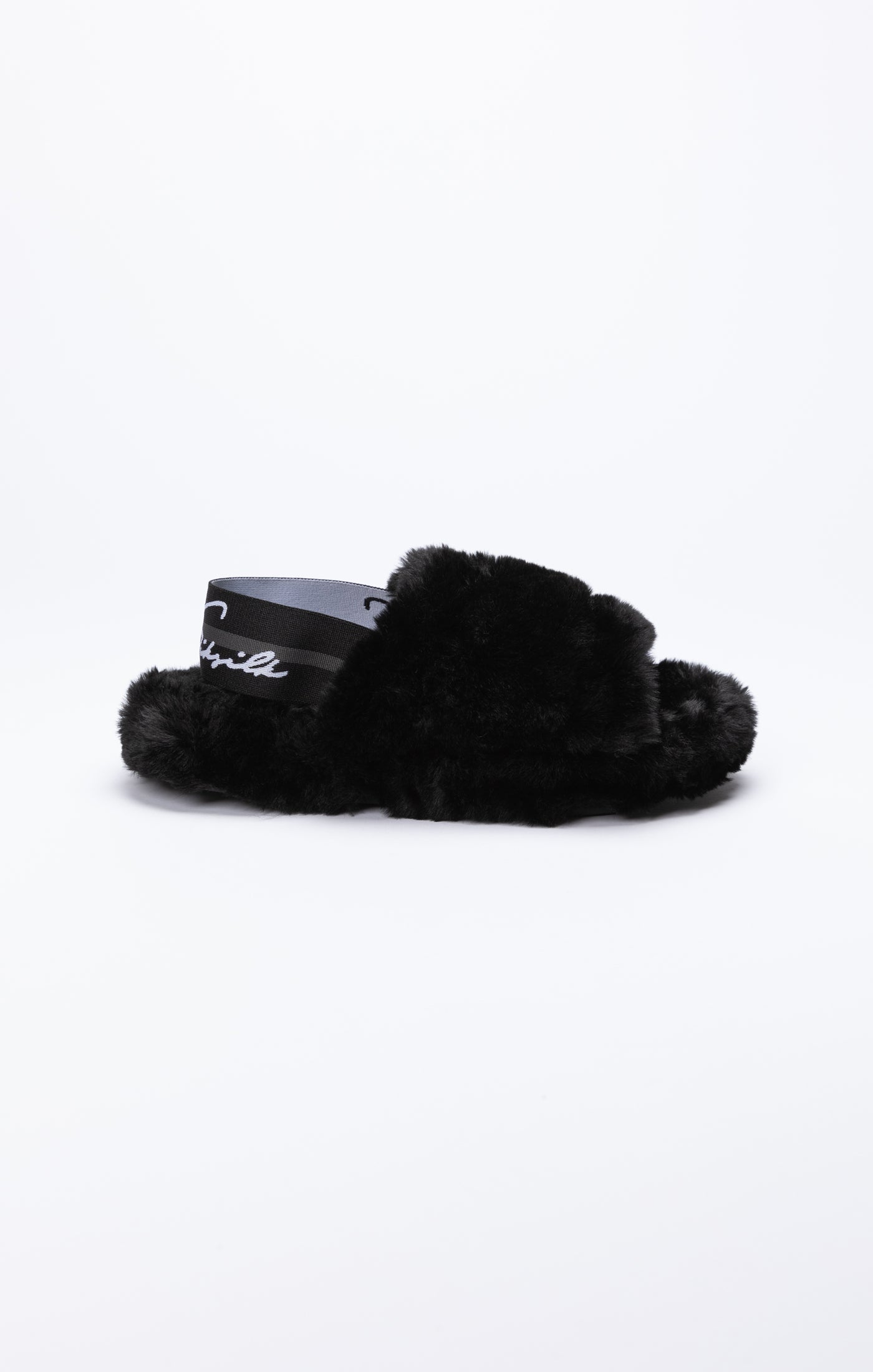 Load image into Gallery viewer, Black Fluffy Slide Slipper