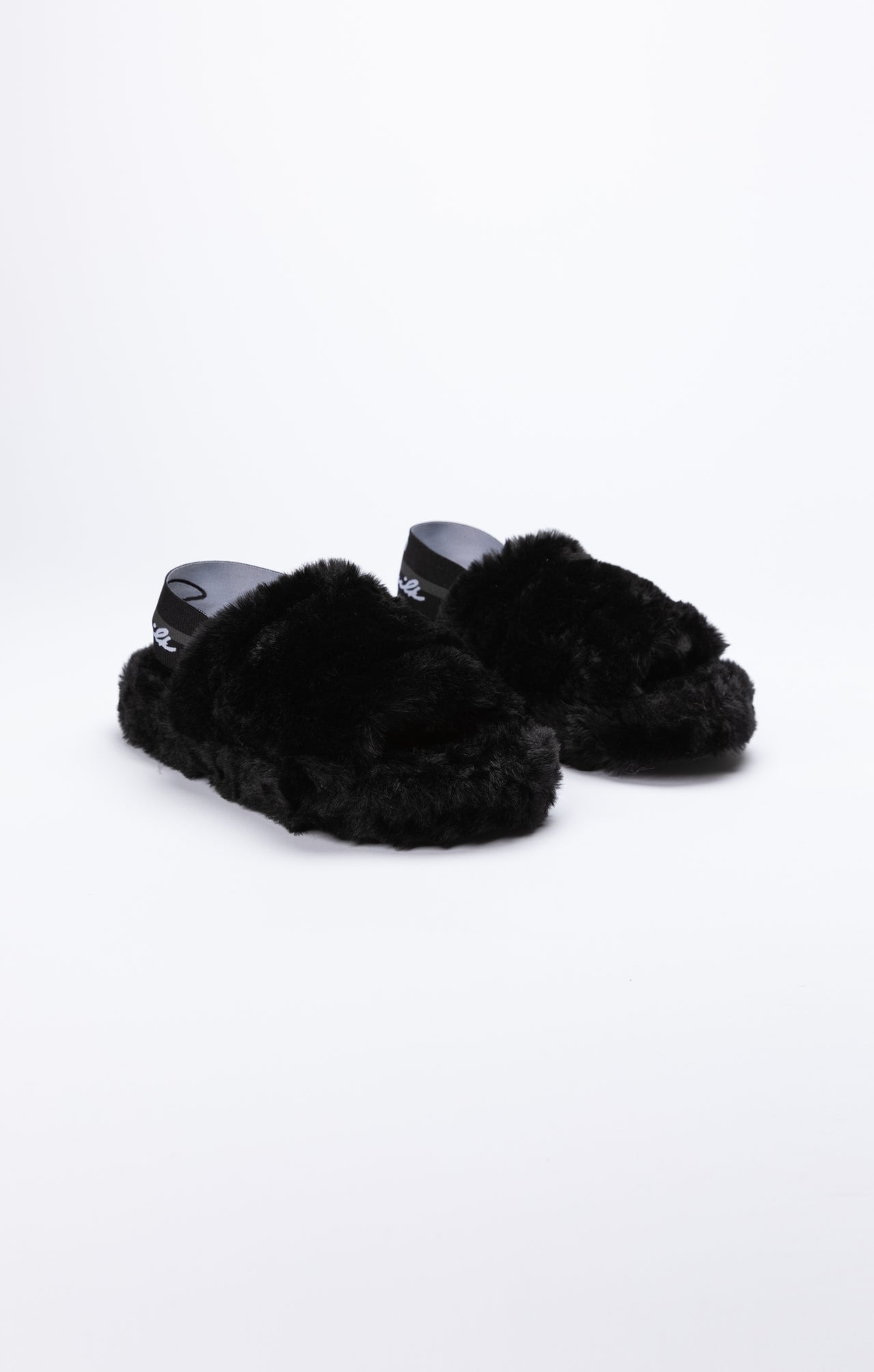 Black Fluffy Slide Slipper (1)