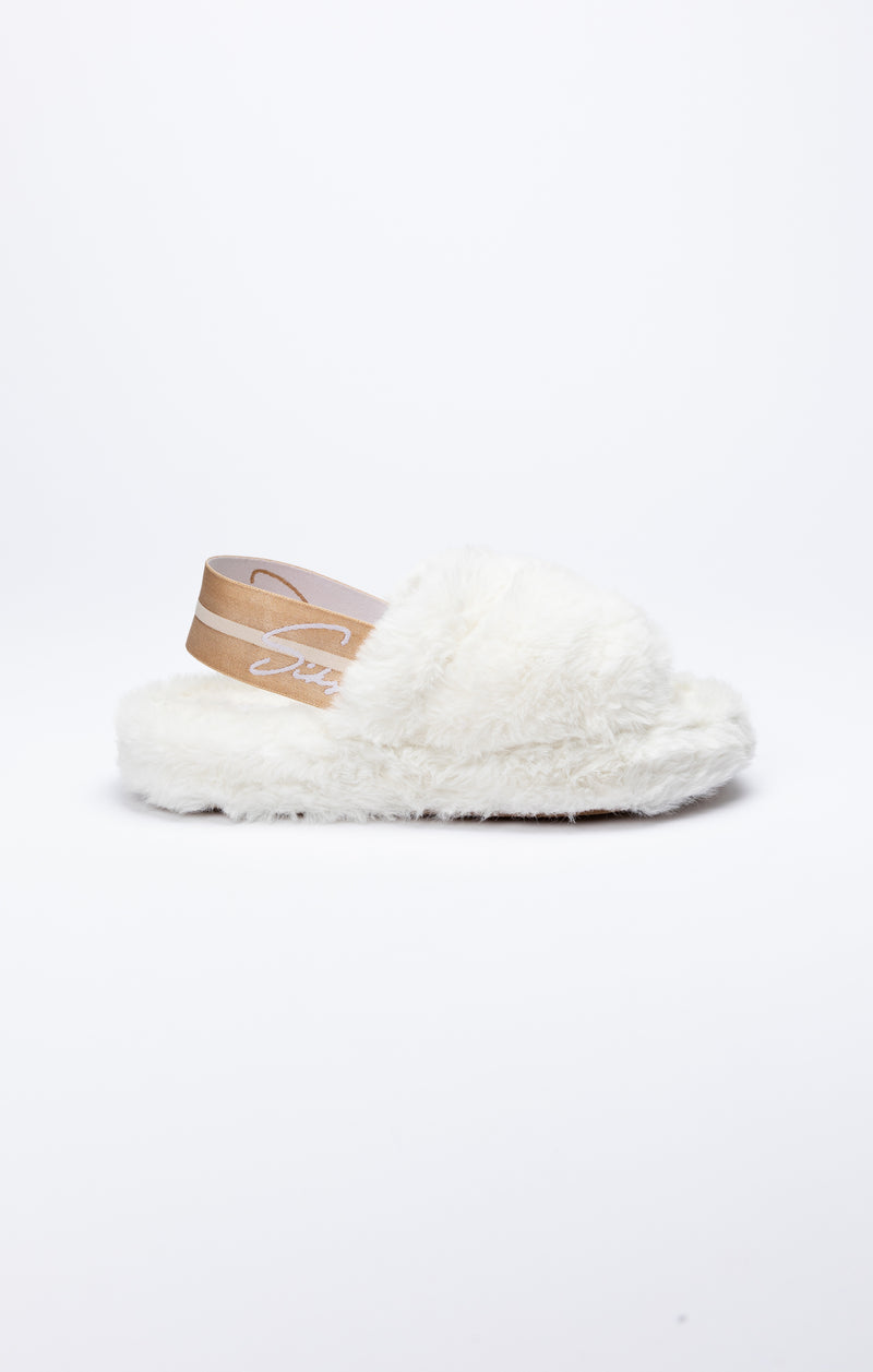 White Fluffy Slide Slipper