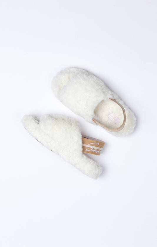 White Fluffy Slide Slipper