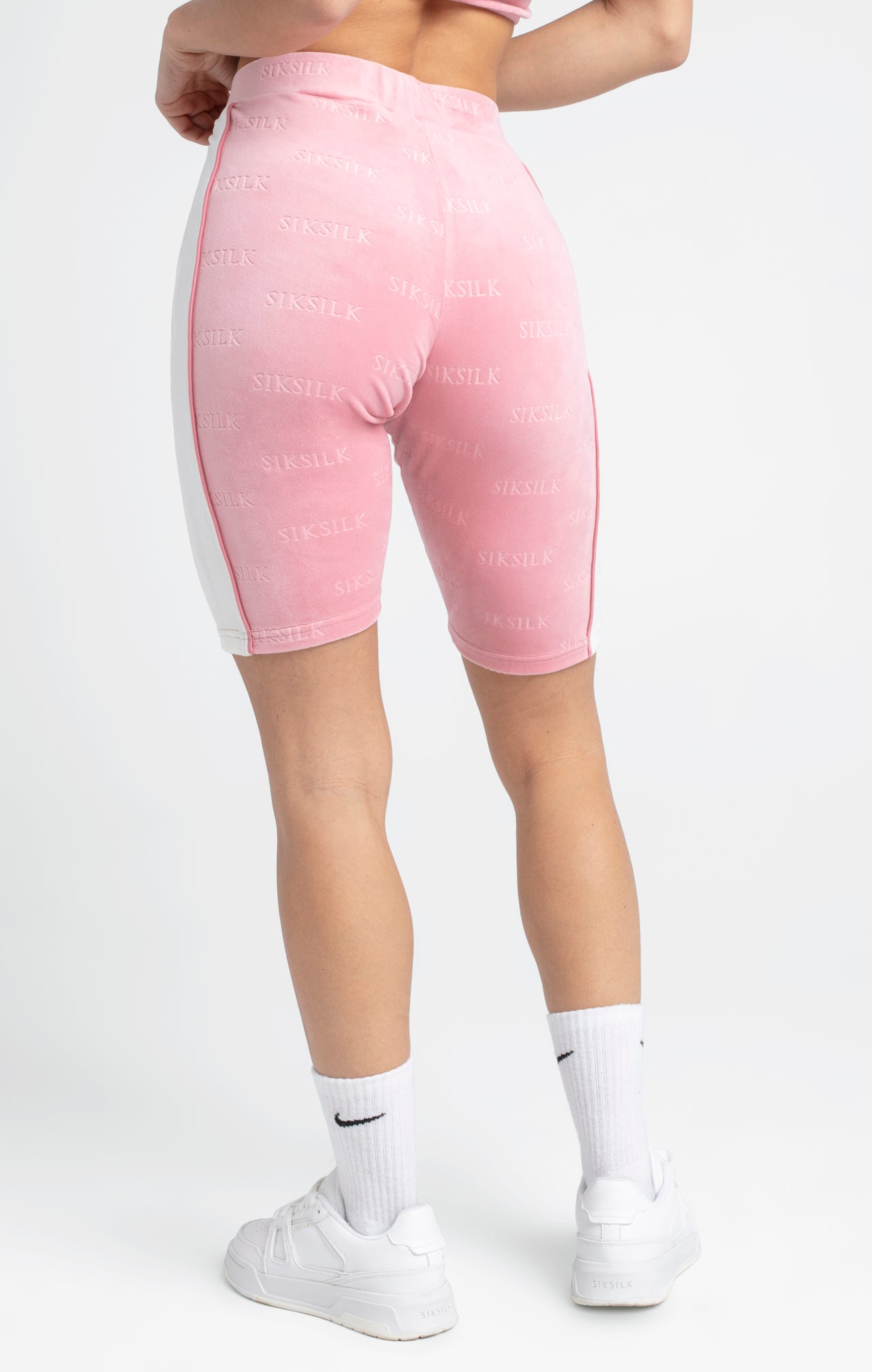 Pink Velour Embossed Cycle Short (3)