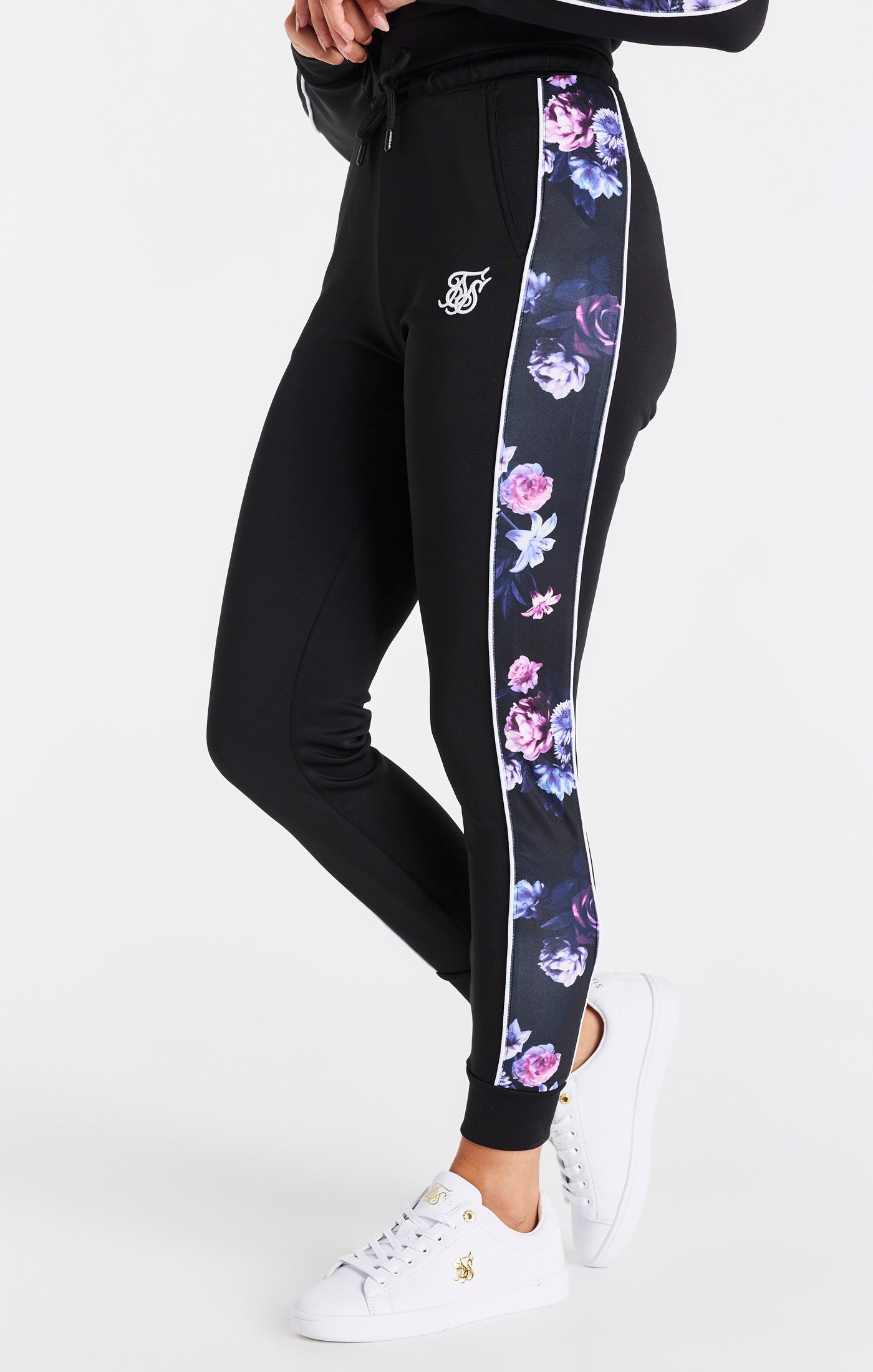 Load image into Gallery viewer, SikSilk Floral Luxe Track Pants - Black